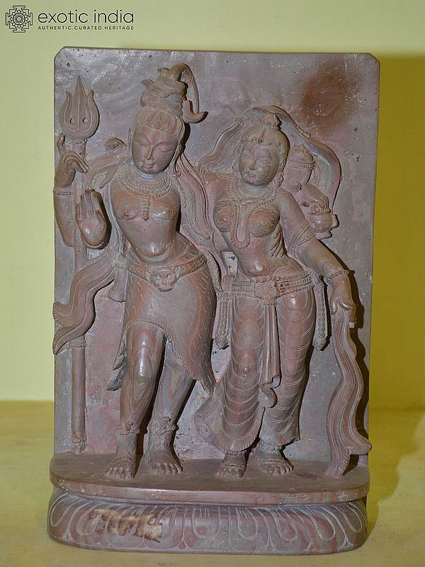 11" Shiva Parvati Stone Statue | Orissa Stone Sculpture | Exquisite Handmade Indian Art