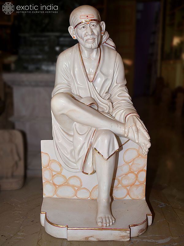 36" Sai Baba | Orissa Marble Statue | Exquisite Handmade Indian Art