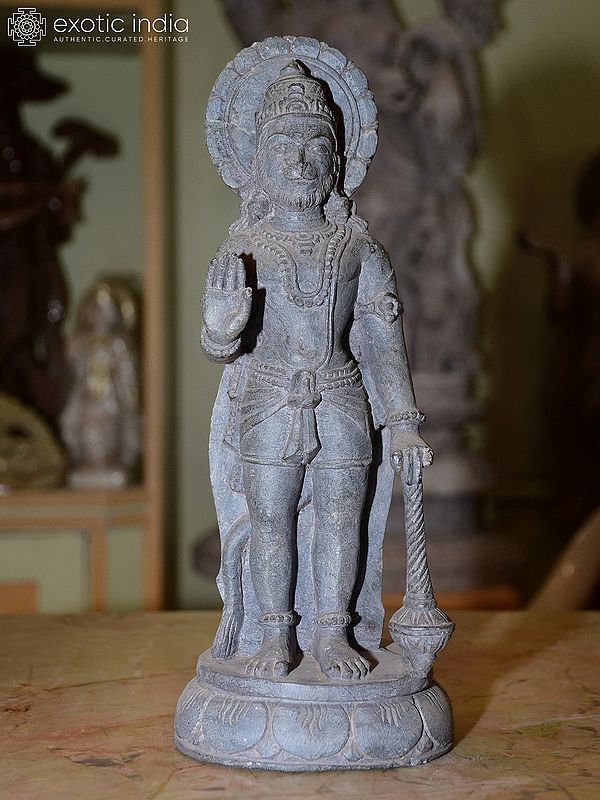 12" Blessing Lord Hanuman | Orissa Stone Statue | Exquisite Handmade Indian Art