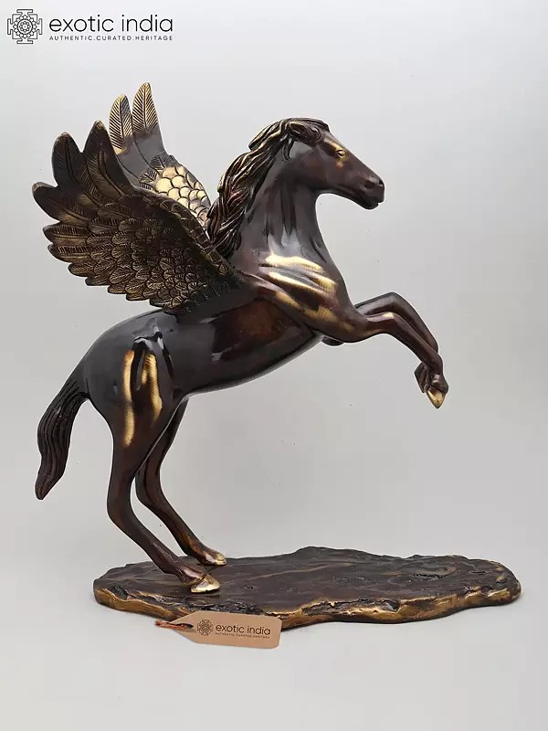 17" Brass Statue of Pegasus - Ready to Fly | Home Decor Item | Made in India