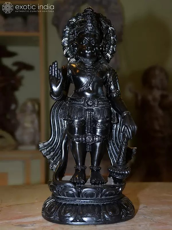 16" Pawan Putra Veer Hanuman | Orissa Stone Statue | Exquisite Handmade Indian Art