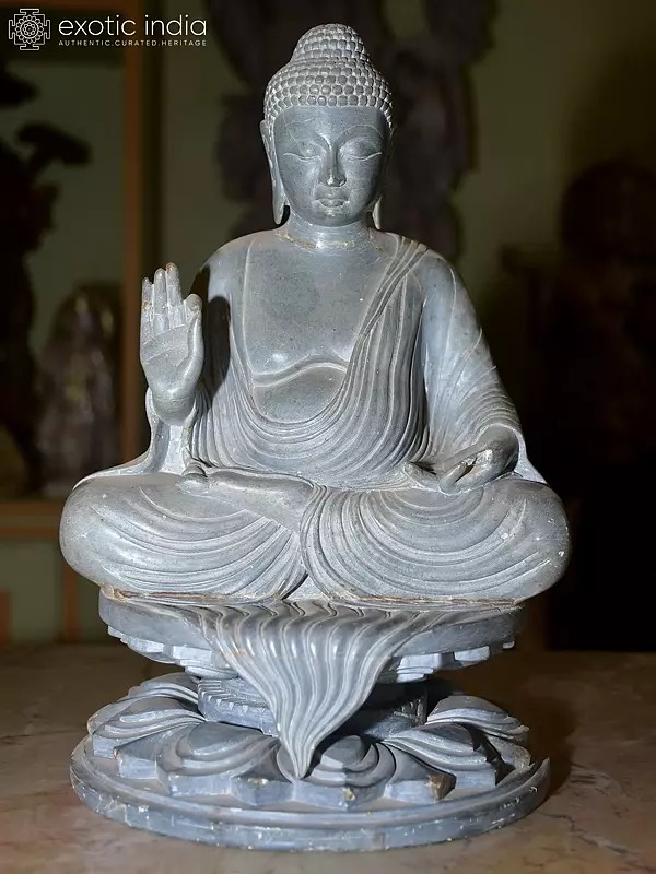 12" Lord Buddha - Vitarka Mudra | Orissa Stone Statue | Exquisite Handmade Indian Art