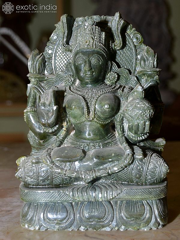 6" Maa Lakshmi - Goddess of Wealth and Prosperity | Orissa Stone Statue | Exquisite Handmade Indian Art