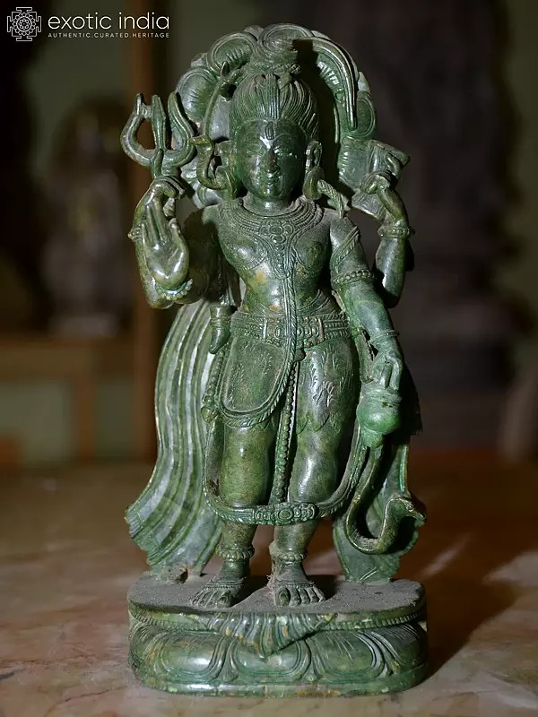 7" Chaturbhuj Shiva - Lord of the Universe | Orissa Stone Statue | Exquisite Handmade Indian Art
