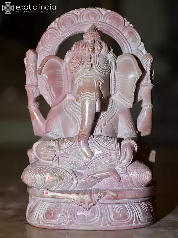 6" Lord Ganesha Playing Dhol | Orissa Stone Statue | Exquisite Handmade Indian Art