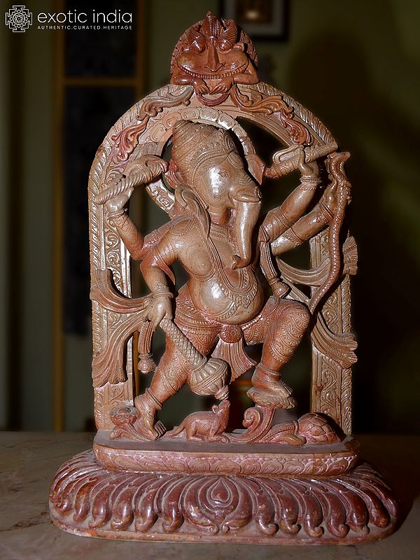 19" Lord Ganesha Holding all his Weapons | Orissa Stone Statue | Exquisite Handmade Indian Art