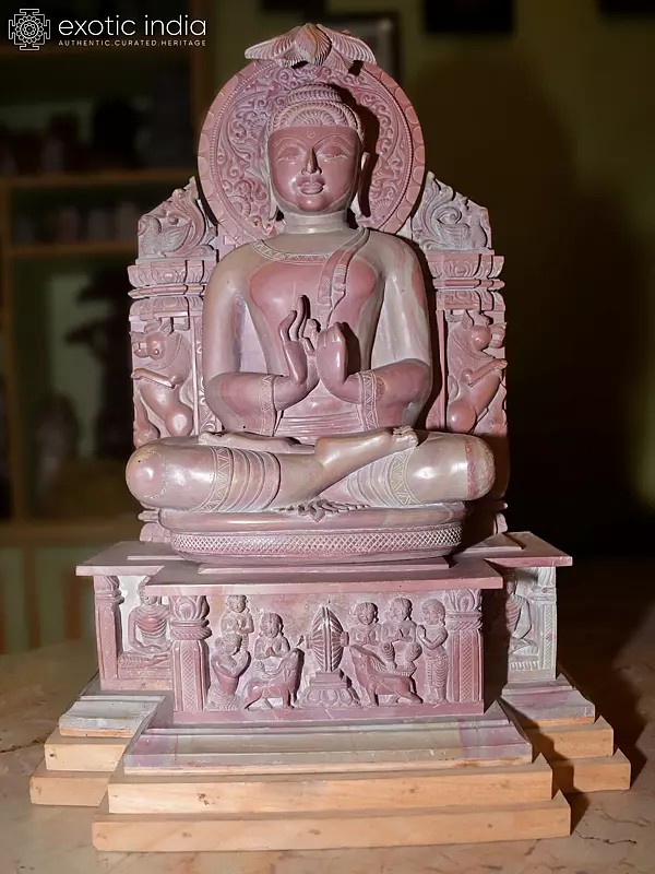 20" Lord Buddha Seated in Dharmachakra Mudra | Orissa Stone Statue | Exquisite Handmade Indian Art