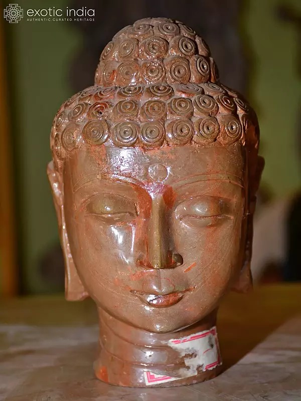 7" Lord Buddha Head | Orissa Stone Statue | Exquisite Handmade Indian Art