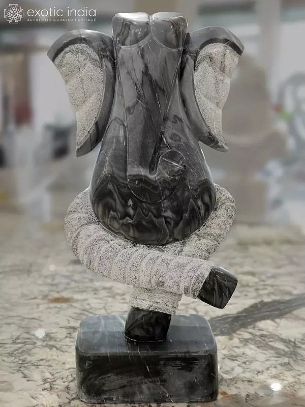 37" Dancing Lord Ganesha | Modern Art Sculpture | White Marble | Exquisite Indian Art