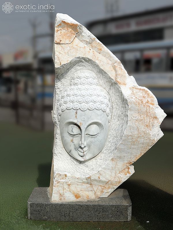 79" Lord Buddha Face | Modern Art Sculpture | Marble | Exquisite Indian Art