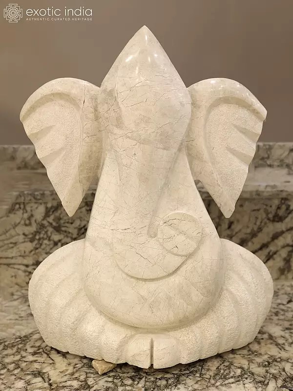 27" Seated Lord Ganesha | Modern Art Sculpture | Marble | Excellent Indian Art
