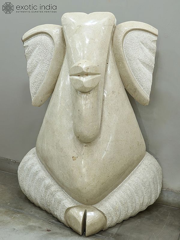 46" Seated Lord Ganesha | Modern Art Sculpture | Marble | Exquisite Indian Art