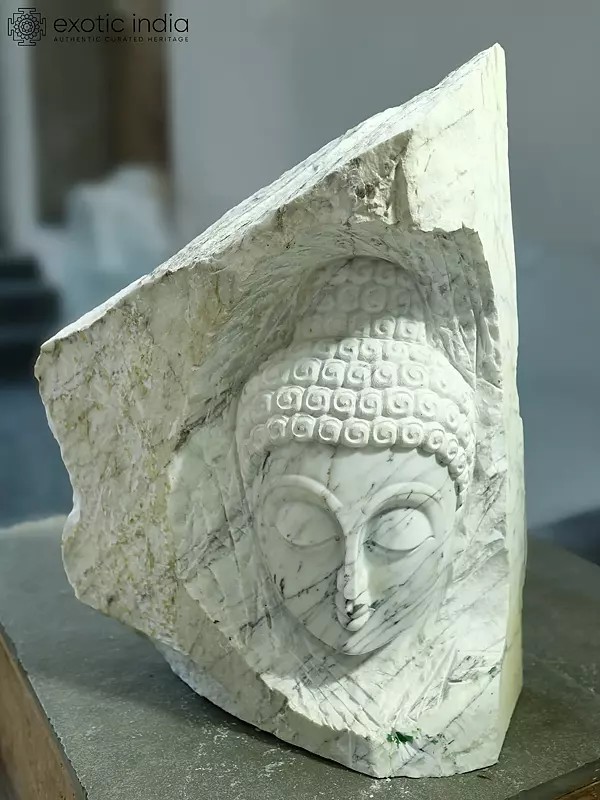 30" Lord Buddha Face | Modern Art Sculpture | Marble | Exquisite Indian Art