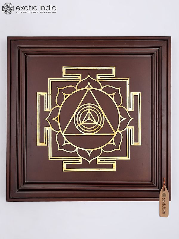 23" Chinnamasta Yantra for Spiritual and Material Benefits | Brass Yantra on Wood Frame | Wall Hanging