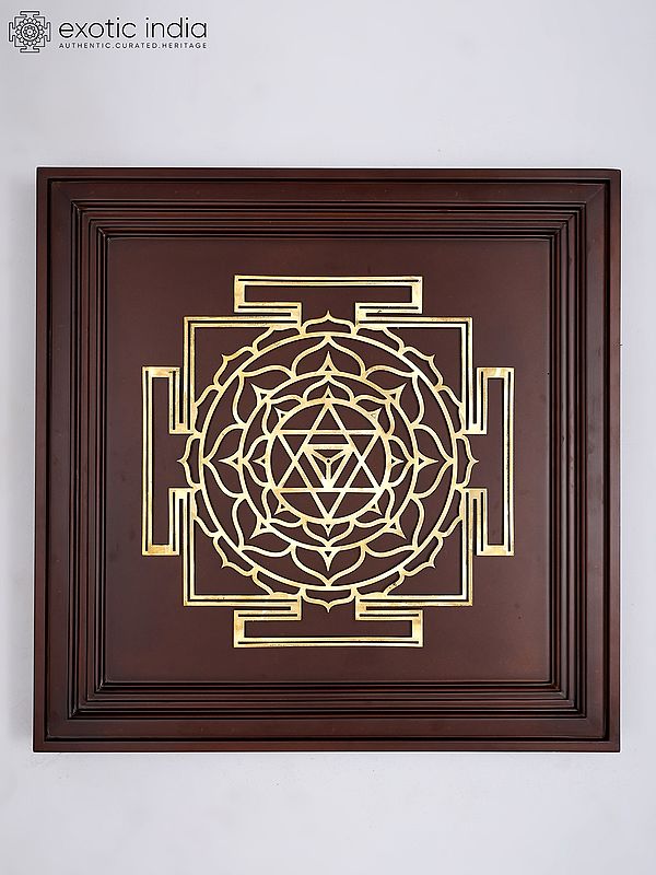 23" Baglamukhi Yantra for Remove Difficulties and Challenges From Life | Brass Yantra on Wood Frame | Wall Hanging