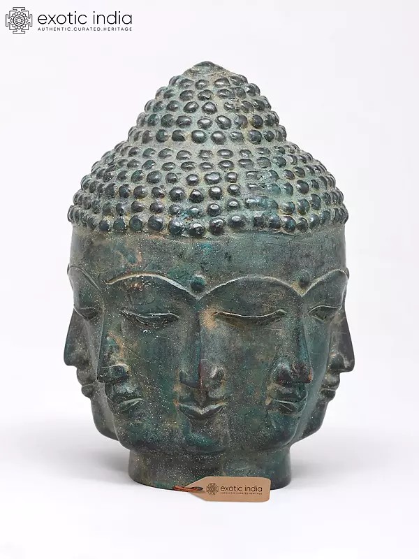 4" Small Eight Faces Buddha Head | Brass Statue