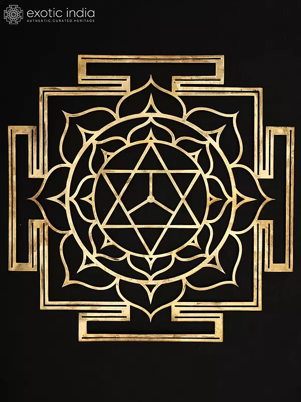 15" Kamalatmika Yantra - for Attract Wealth and Good Fortune | Brass Yantra | Wall Hanging