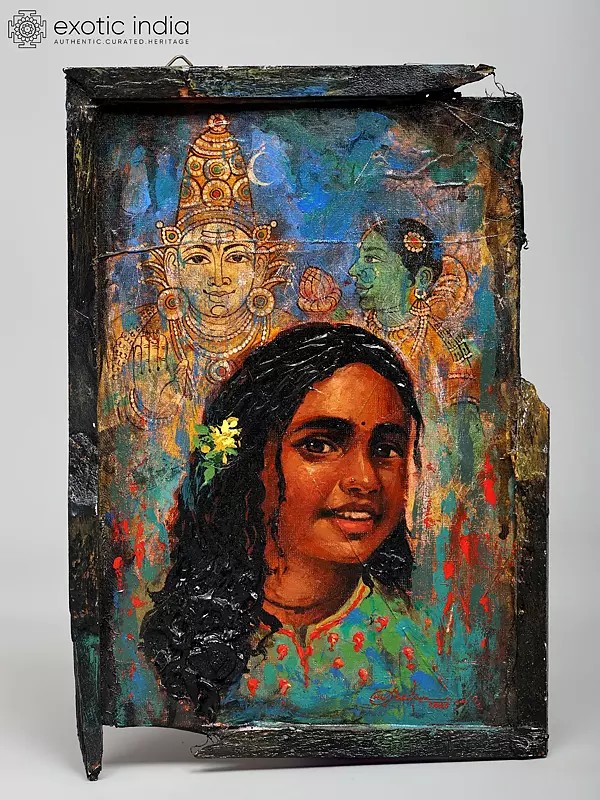 Spiritual Connection of Devotee | Oil on Canvas | Handmade Vintage Painting