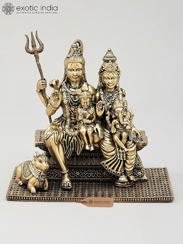 4" Small Superfine Shiva Family | Brass Statue