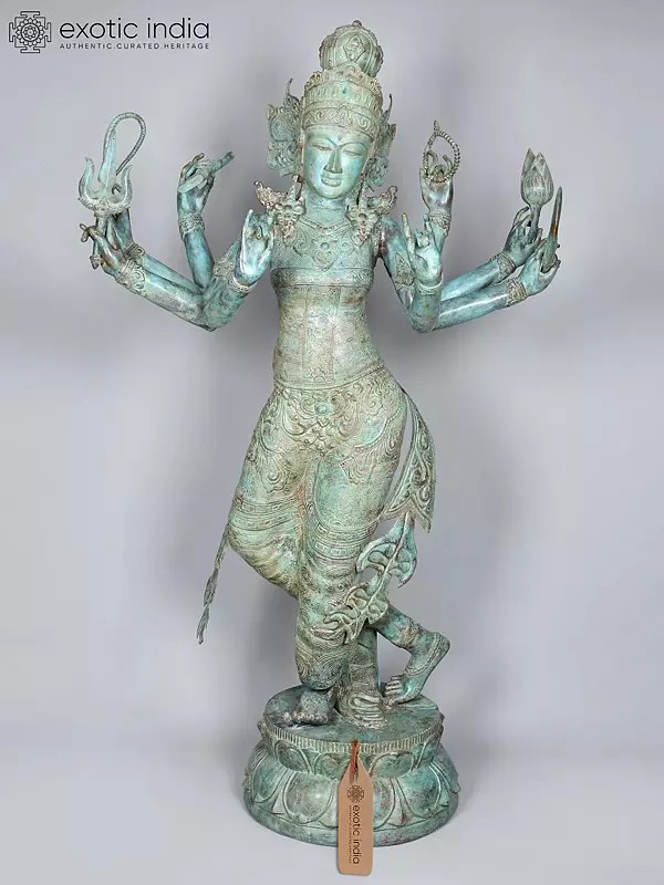78" Huge Eight Armed Dancing Goddess Tara - Embodiment of Enlightened Grace | Brass Statue