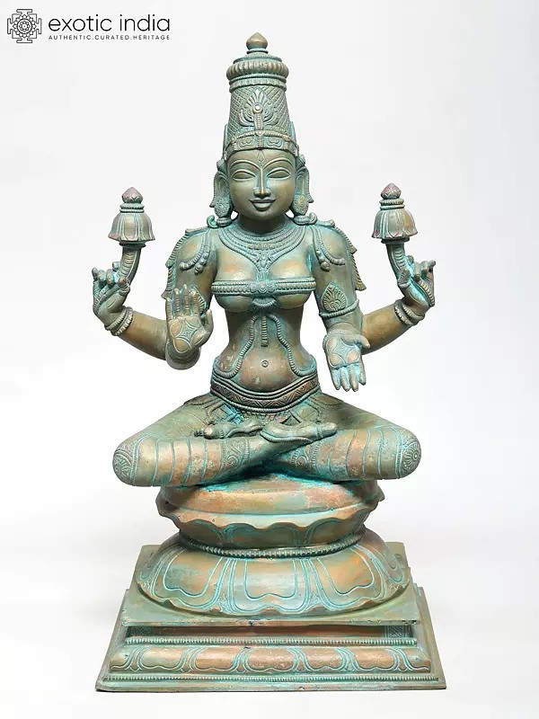 16" Four Armed Blessing Goddess Lakshmi | Madhuchista Vidhana (Lost-Wax) | Panchaloha Bronze from Swamimalai