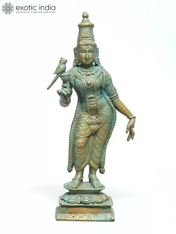 8" Goddess Meenakshi | Madhuchista Vidhana (Lost-Wax) | Panchaloha Bronze from Swamimalai