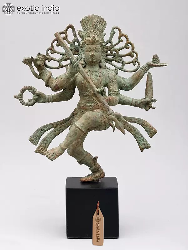 10" Dancing Lord Shiva (Nataraja) | Brass Statue on Wood Base