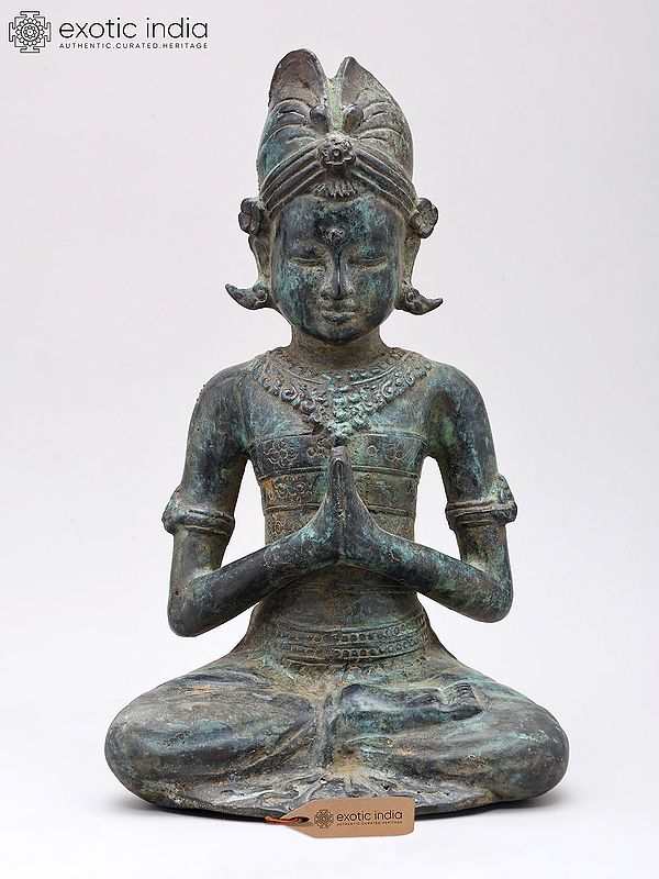 10" Bhakta Prahalad Worshiping Lord Narayan | Brass Statue