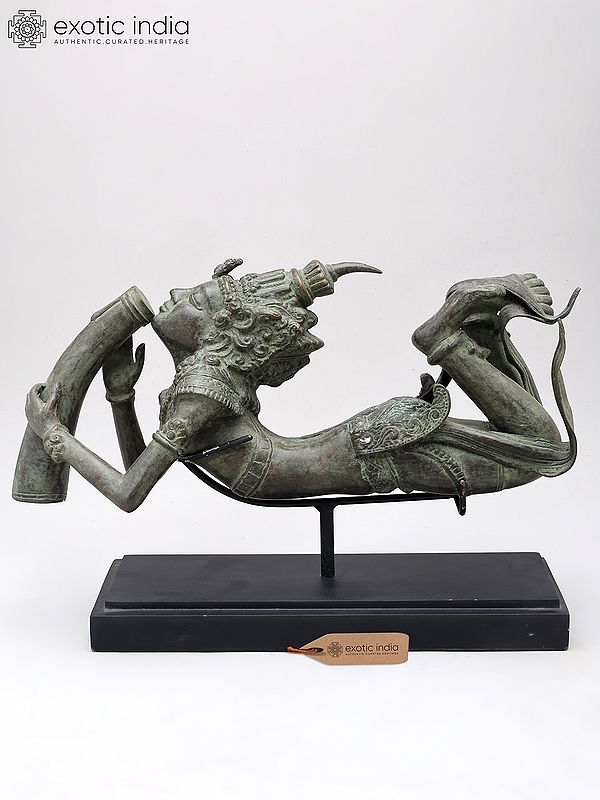 14" Opium Drinker | Brass Statue on Wood Base