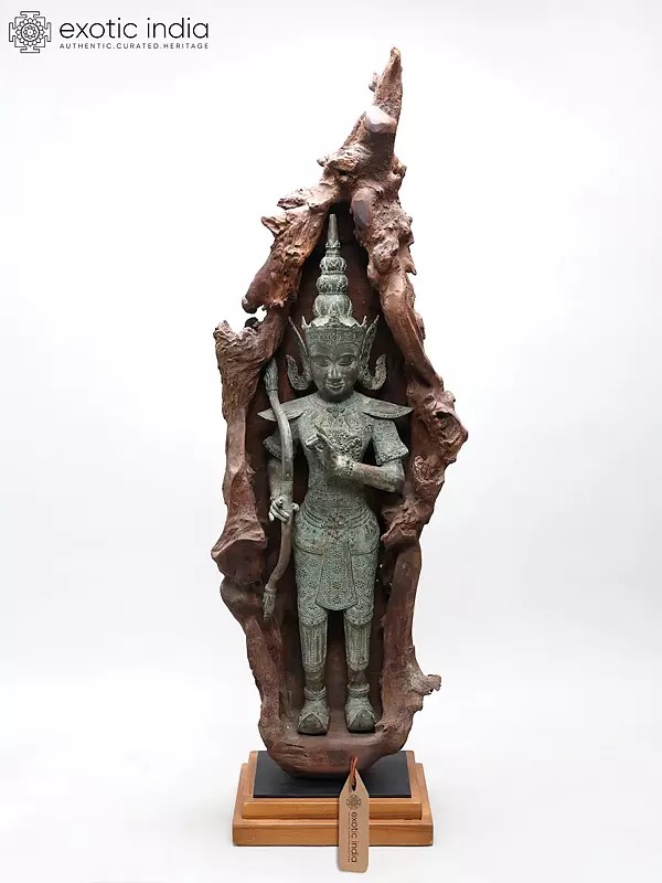 46" Dhanurdhari Lord Rama Enshrined in Wood