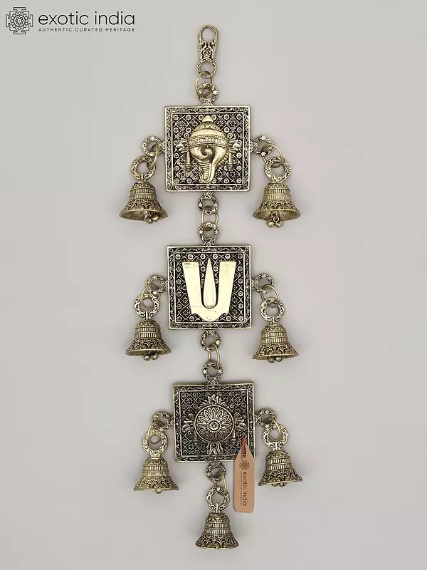 12" Superfine Chakra Tilak and Conch - Vaishanava Symbols | Brass Wall Hanging