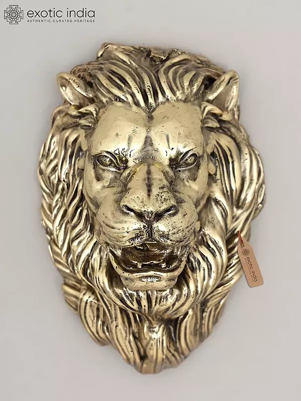 4" Small The Roaring Lion Head - Wall Hanging | Brass Statue | Home Decor