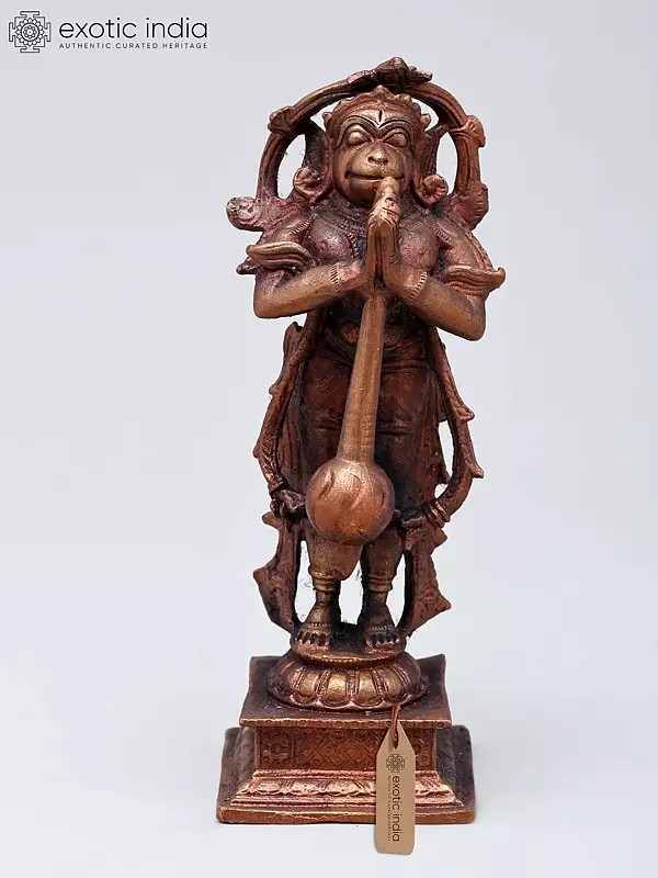 5" Small Standing Lord Hanuman | Copper Statue