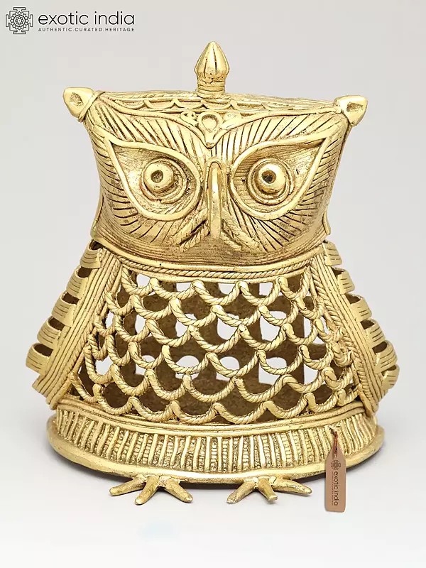 4" Small Goodluck Owl - Symbol of Wisdom, Prosperity and Good Fortune | Tribal Brass Statue