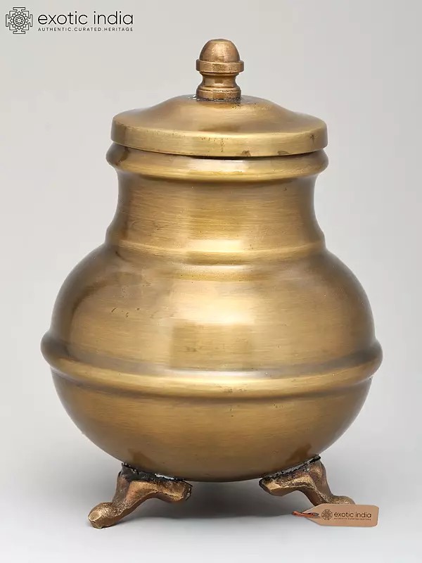 5" Small Ganga Jal (Holy Water) Pot in Brass | Made in India