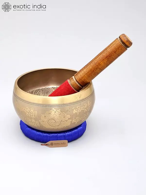 Buddhist Bornze Singing Bowl with (Om Mani Padme Hum) Mantra | Handmade | Made in India