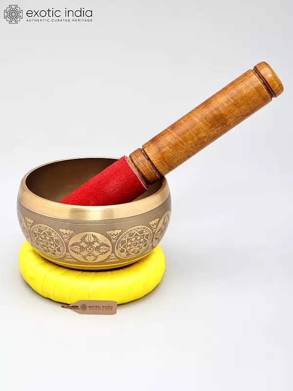 Sound Healing Bronze Singing Bowl with Pancha Buddha | Handmade | Made in India