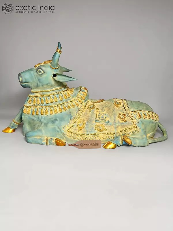 82" Huge Seated Nandi - Vahana of Lord Shiva | Brass Statue