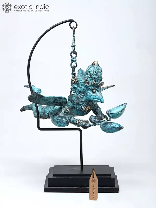 15" Flying Garuda Lamp with Three Wicks