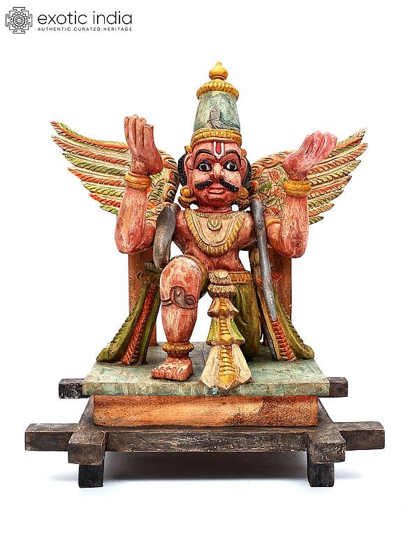 24" Garuda - Vahana of Lord Vishnu | Wood Carved Statue