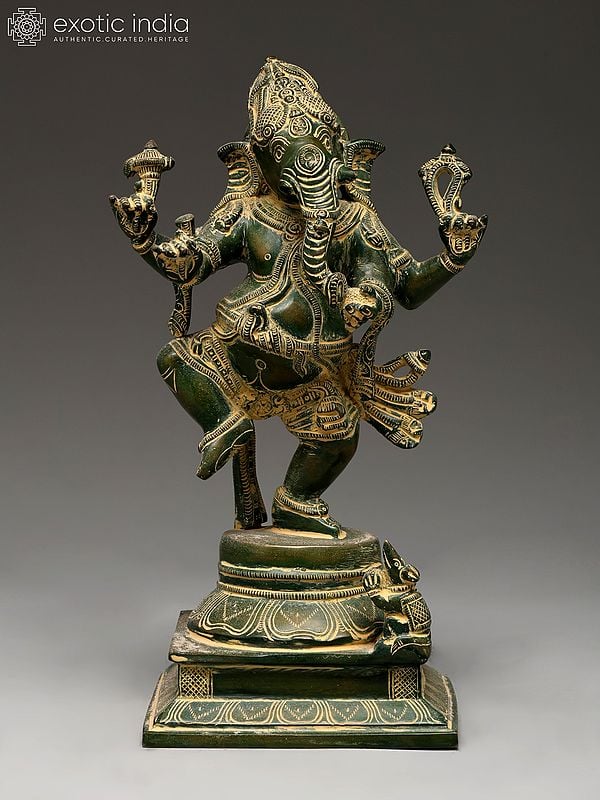 13" Dancing Lord Ganesha | Brass Statue