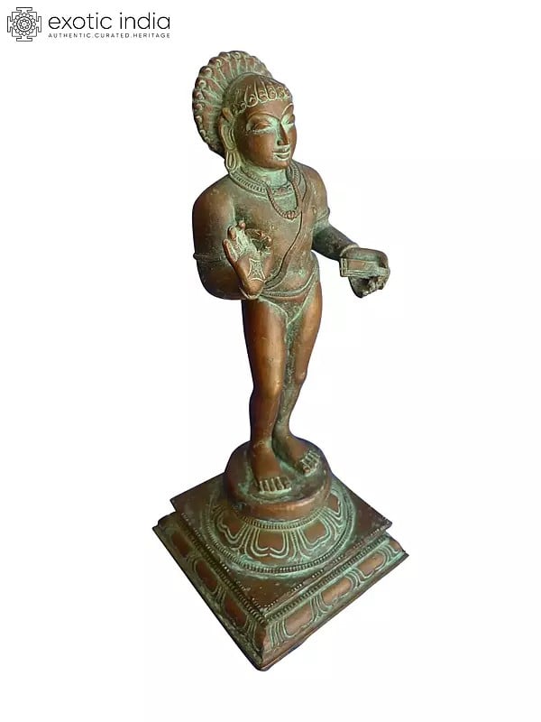 12" Manikkavacakar Standing On Pedstal Idol | Bronze Statue