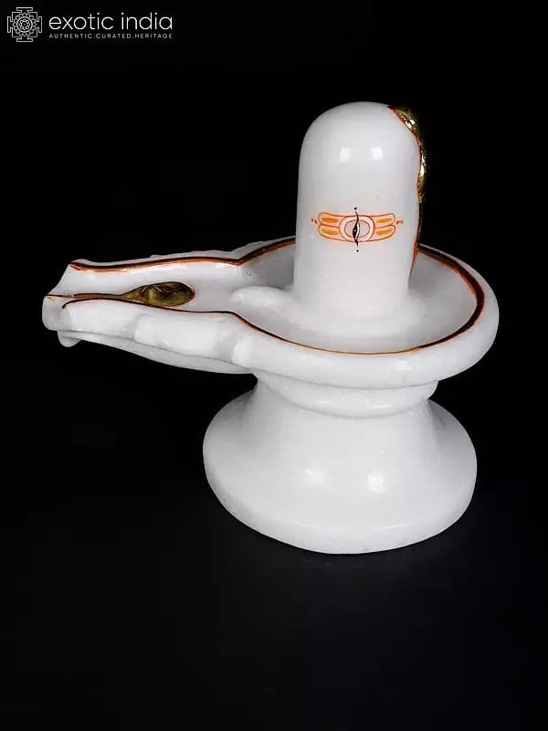 9" White Marble Shivalingam