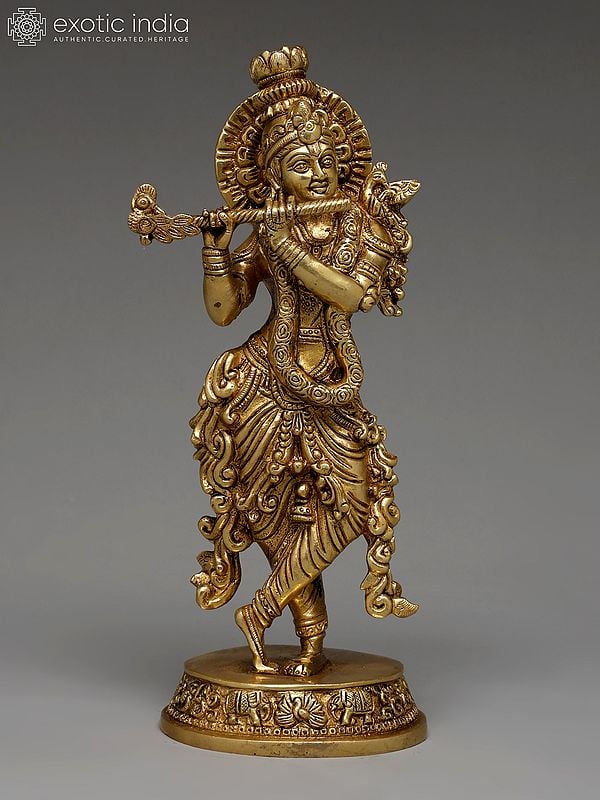 9" Tribhanga Murari Krishna | Brass Statue