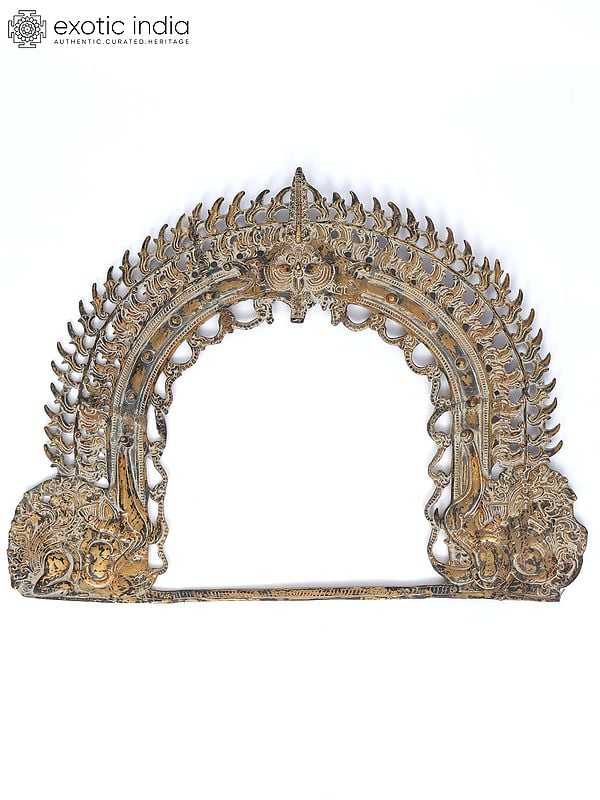 31" Large Kirtimukha Prabhavali in Brass | Wall Hanging