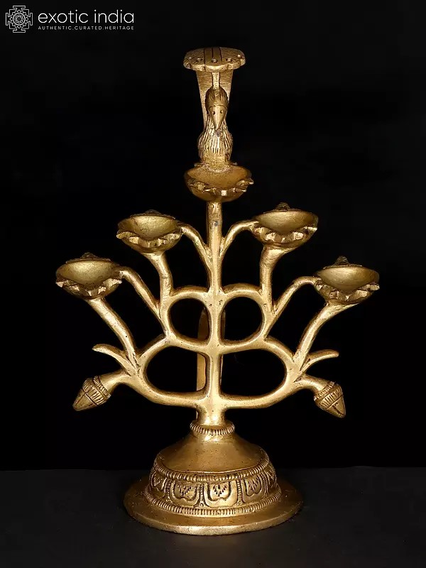 Five Wick Peacock Lamp