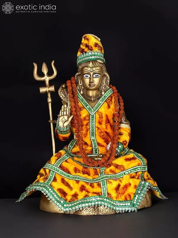 13" Lord Shiva in Yogi Dress In Brass | Handmade | Made In India