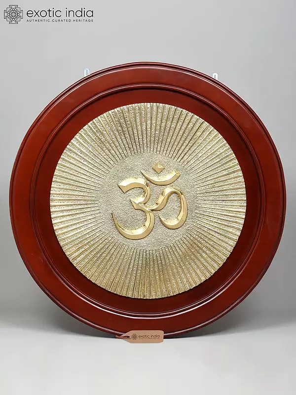 42" Large Round Framed Brass Om (Aum) | Wall Hanging