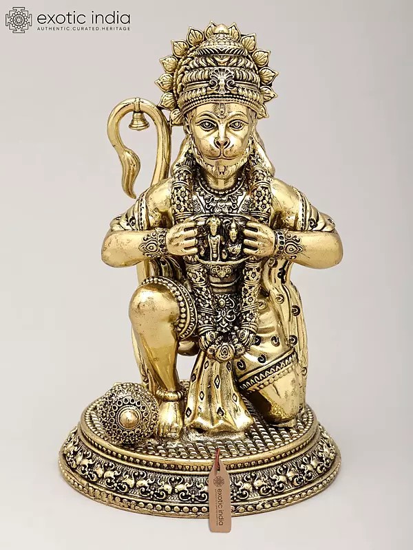 6" Small Superfine Lord Hanuman Tearing His Chest to Show Shri Rama and Sita in His Heart | Brass Statue