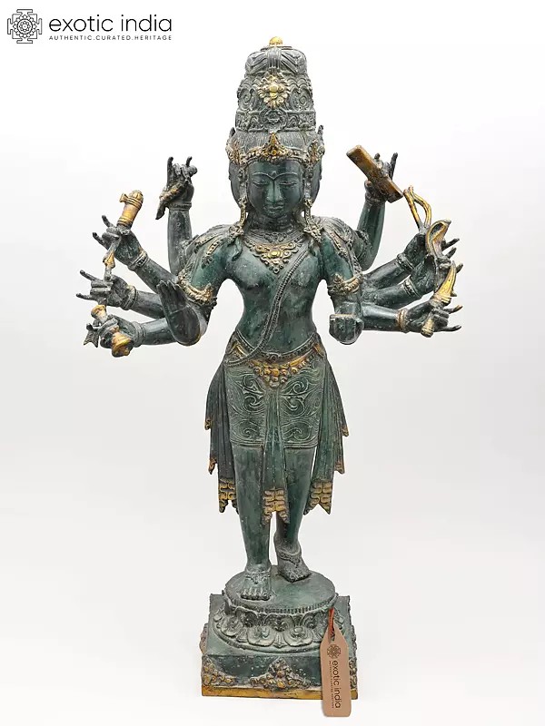 26" Trimurti: Brahma, Vishnu and Mahesh | Brass Statue